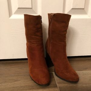 High heel brown suede boot.  Size 5.5